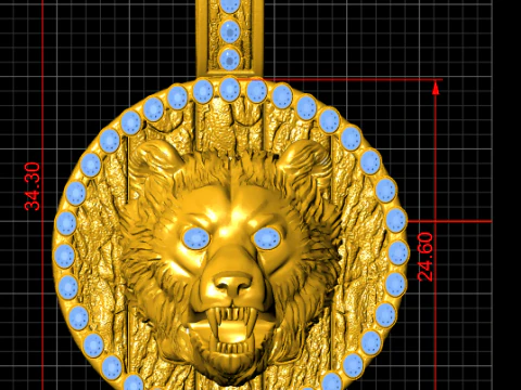Fierce Bear Head Medallion Pendant Round Halo Coin Charm 3D Printable 3D Print Model
