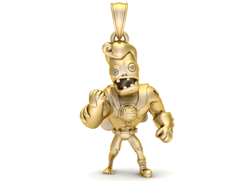 Zombie Warrior gouden hanger Cartoon Horror karakter 3D CAD-model 3D printmodel