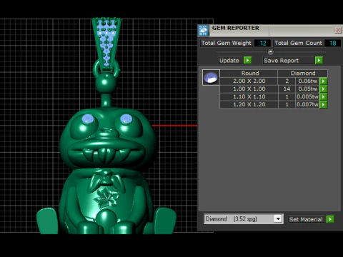 Simpatico ciondolo in oro con rana cartone animato con ciondolo di lusso con occhi di diamante Modello di stampa 3D