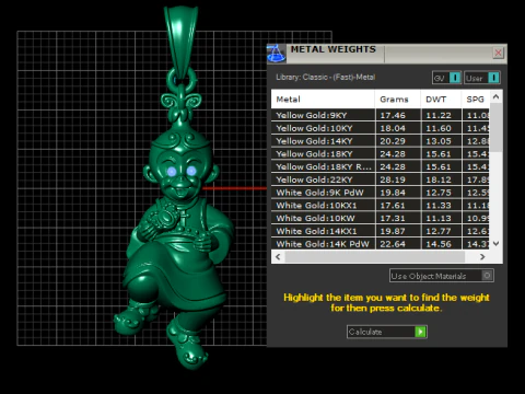 Gold Traditional Boy Pendant with Diamond Eyes Cultural Charm Necklace 3D Print Model