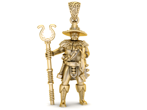 De gouden Alchemist sierlijke Fantasy geestelijke hanger 3D printmodel