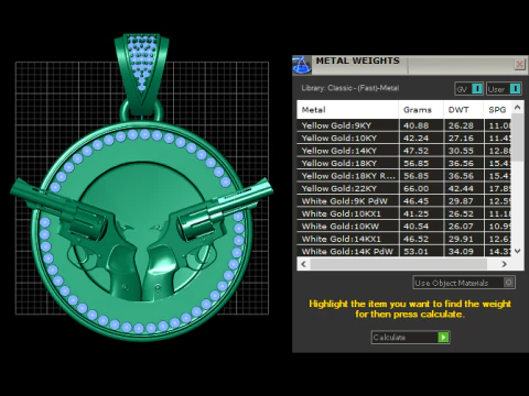 The Gilded Gunslinger Dual Revolver Emerald Medallion 3D Print Model