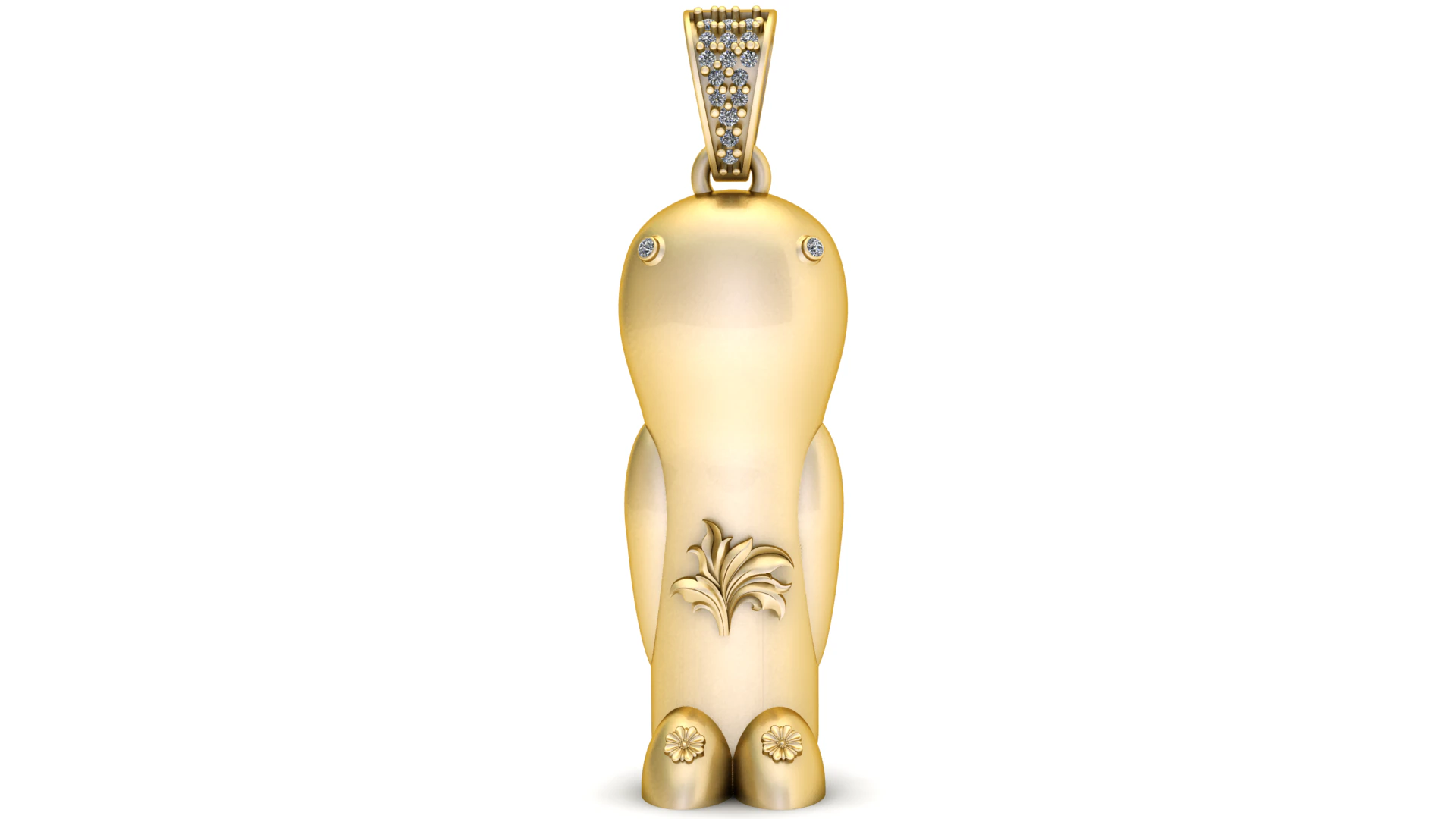 Luxury Diamond-Set Gold Guardian Idol Pendant Modern Minimal Spiritual Charm 3D Print Model .c4d .max .obj .3ds .fbx .stl .blend 