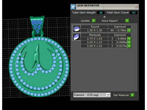 Luxury Diamond Halo Gold Medallion Pendant with Marquise Amethyst Bail 3D Print Model