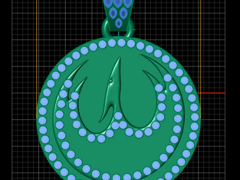 Luxury Diamond Halo Gold Medallion Pendant with Marquise Amethyst Bail 3D Print Model
