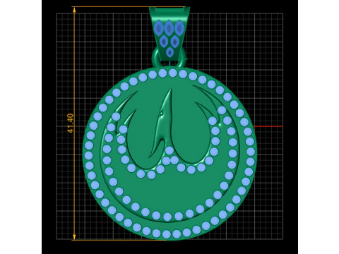 Luxury Diamond Halo Gold Medallion Pendant with Marquise Amethyst Bail 3D Print Model