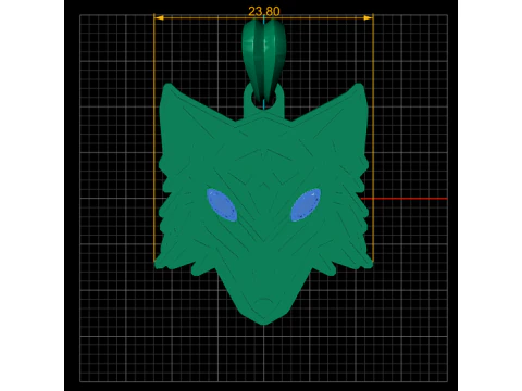 Wolf Head Gold Pendant with Gemstone Eyes Bold Animal Spirit Medallion 3D Print Model