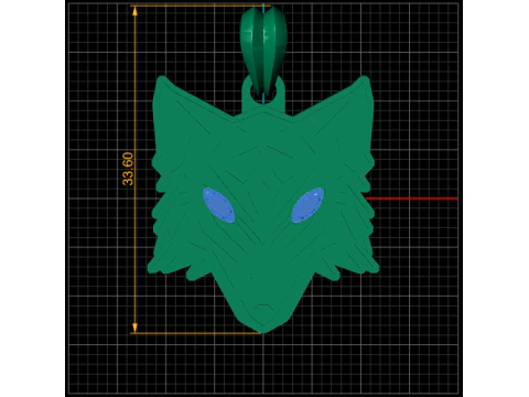 Wolf Head Gold Pendant with Gemstone Eyes Bold Animal Spirit Medallion 3D Print Model