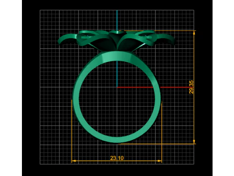 Royal Bloom Flower Ring Emerald Center 3D Printable 3D Model