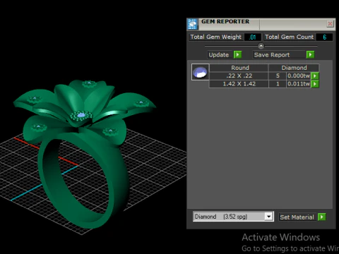 Royal Bloom Flower Ring Emerald Center 3D Printable 3D Model