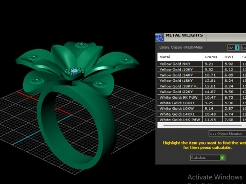 Royal Bloom Flower Ring Emerald Center 3D Printable 3D Model