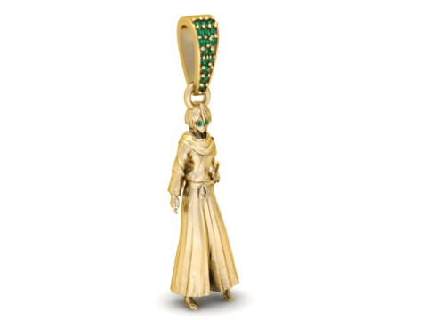 Mystic Warrior Figure Pendant Emerald Bail 3D Printable 3D Model