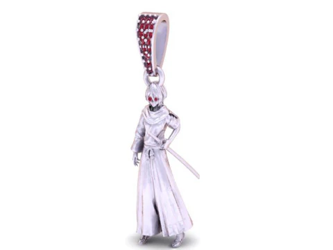 Mystic Warrior Figure Pendant Emerald Bail 3D Printable 3D Model