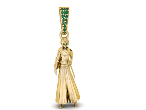 Mystic Warrior Figure Pendant Emerald Bail 3D Printable 3D Model