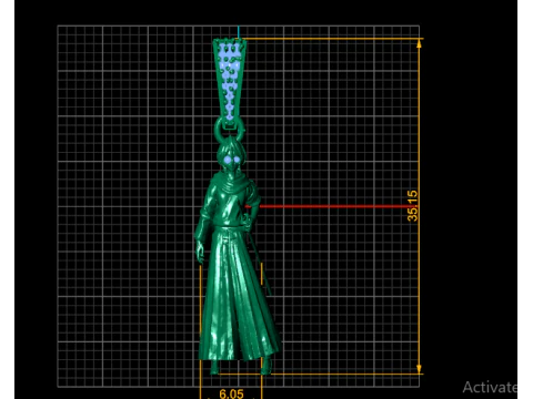 Mystic Warrior Figure Pendant Emerald Bail 3D Printable 3D Model