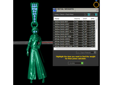 Mystic Warrior Figure Pendant Emerald Bail 3D Printable 3D Model