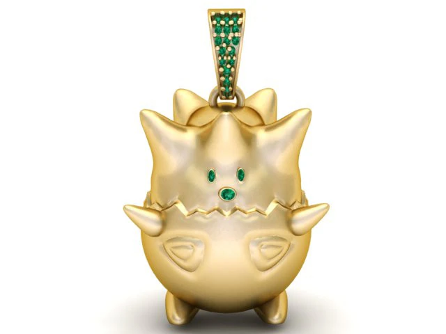 Cute Monster Charm Pendant Emerald Detail 3D Printable 3D Model .c4d .max .obj .3ds .fbx .stl .blend 