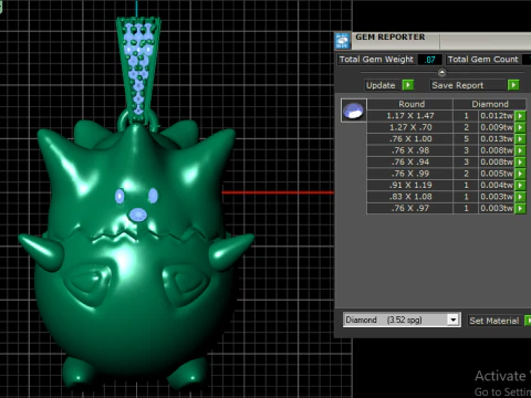 Cute Monster Charm Pendant Emerald Detail 3D Printable 3D Model