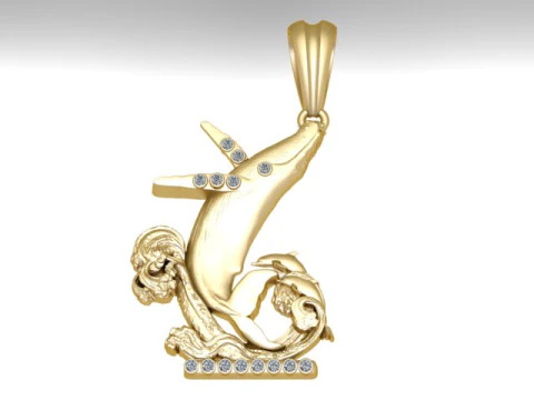 Luxury Swan Curve Diamond Pendant 3D Printable Jewelry Model 3D Model