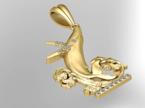 Luxury Swan Curve Diamond Pendant 3D Printable Jewelry Model 3D Model