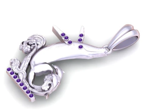 Luxury Swan Curve Diamond Pendant 3D Printable Jewelry Model 3D Model