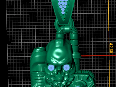 Cyberpunk Skull Tech Pendant with Diamond Bail 3D 3D Model