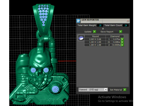 Cyberpunk Skull Tech Pendant with Diamond Bail 3D 3D Model