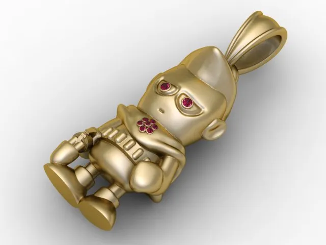 Robot Doll Pendant 3D Model .c4d .max .obj .3ds .fbx .stl .blend