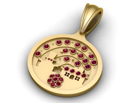 Snowman Scene Pendant 3D Model
