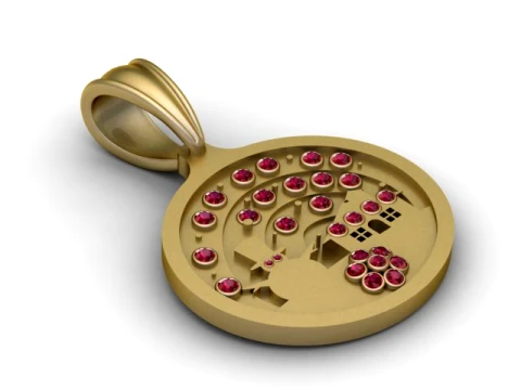 Snowman Scene Pendant 3D Model