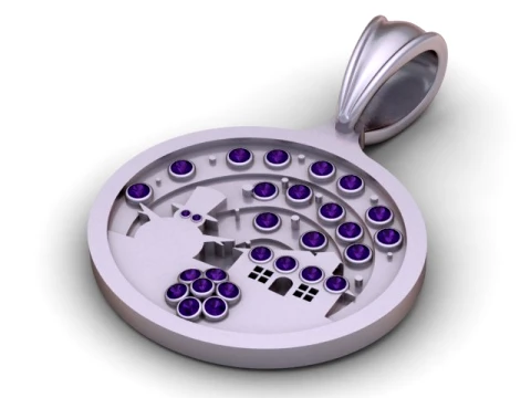 Snowman Scene Pendant 3D Model