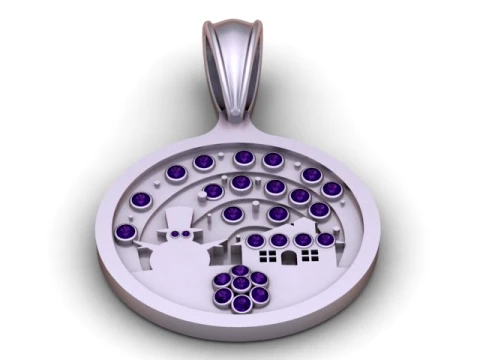 Snowman Scene Pendant 3D Model