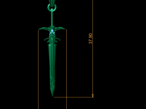 Knight Sword Pendant 3D Model