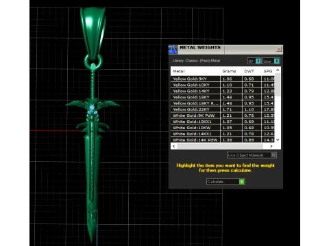 Knight Sword Pendant 3D Model
