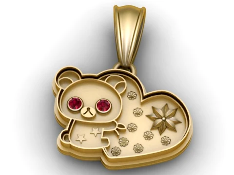 Bear Heart Pendant 3D Model