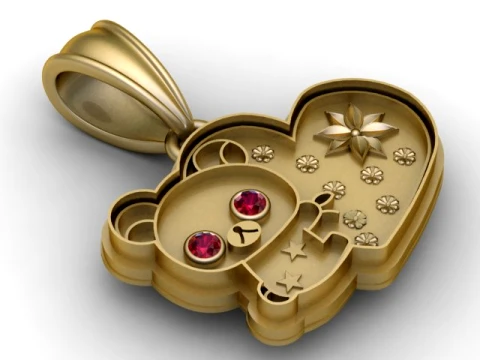 Bear Heart Pendant 3D Model