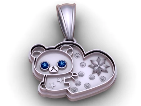 Bear Heart Pendant 3D Model