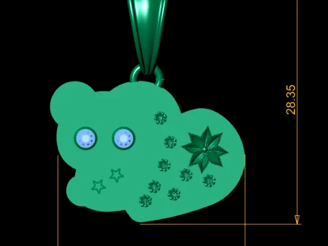 Bear Heart Pendant 3D Model