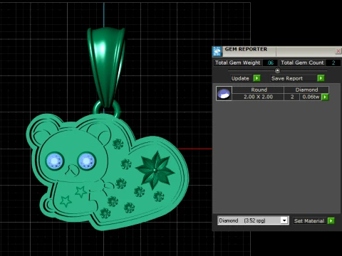 Bear Heart Pendant 3D Model