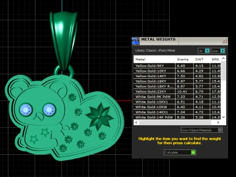 Bear Heart Pendant 3D Model