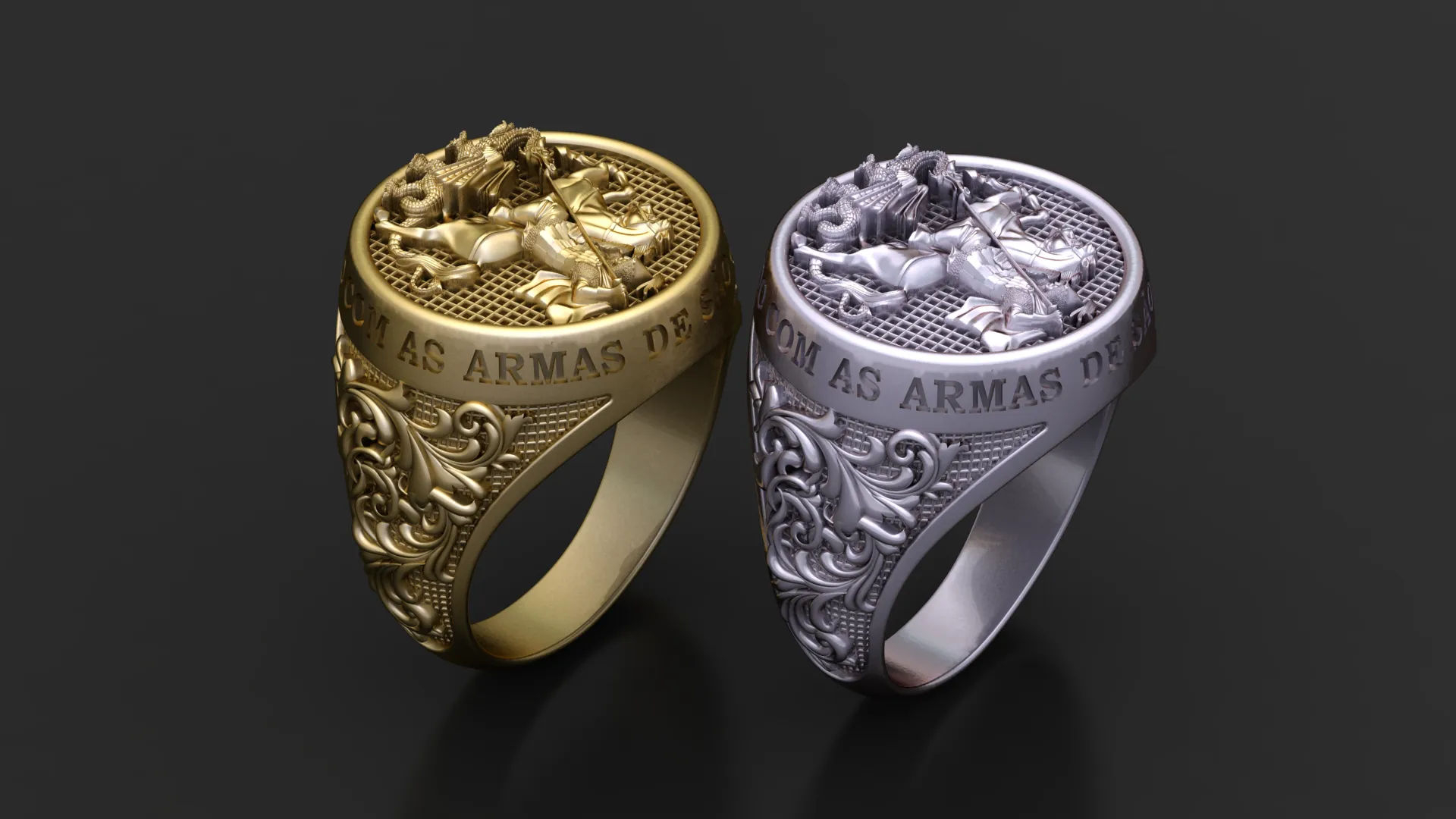 Royal Military Heritage Signet Ring 3D Print Model .c4d .max .obj .3ds .fbx .stl .blend 