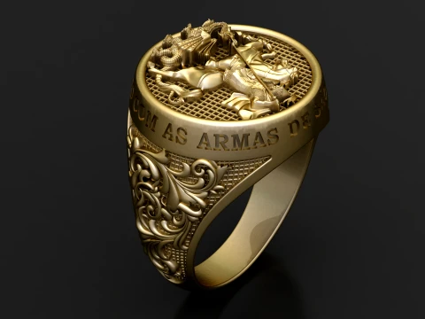 Royal Military Heritage Signet Ring 3D Print Model