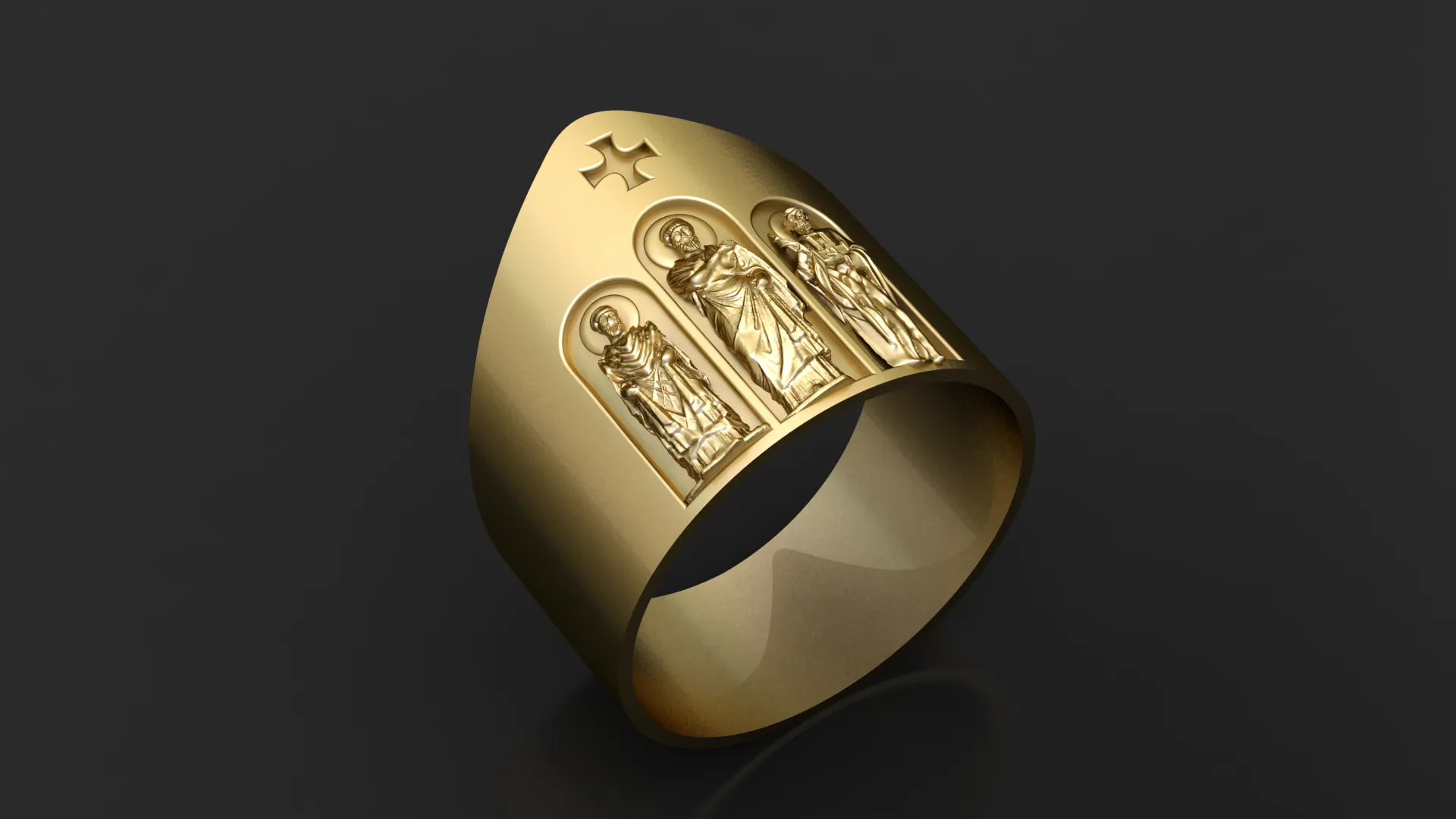 Sacred Saints Religious Band Ring 3D Print Model .c4d .max .obj .3ds .fbx .stl .blend 