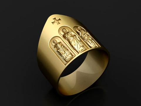 Sacred Saints Religious Band Ring 3D Print Model