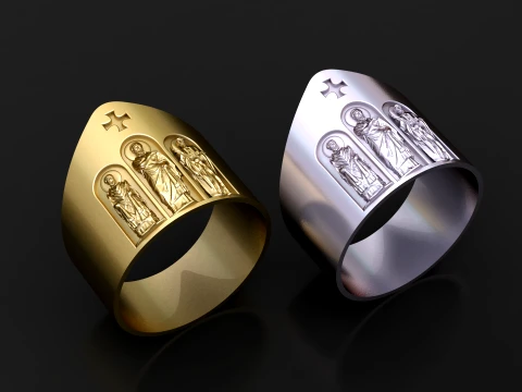 Sacred Saints Religious Band Ring 3D Print Model