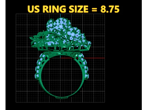 Luxury Floral Cluster Ring 3D Print Model