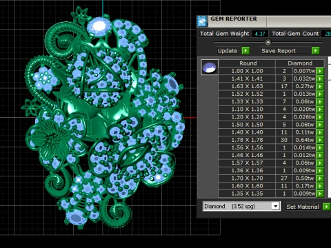 Luxury Floral Cluster Ring 3D Print Model