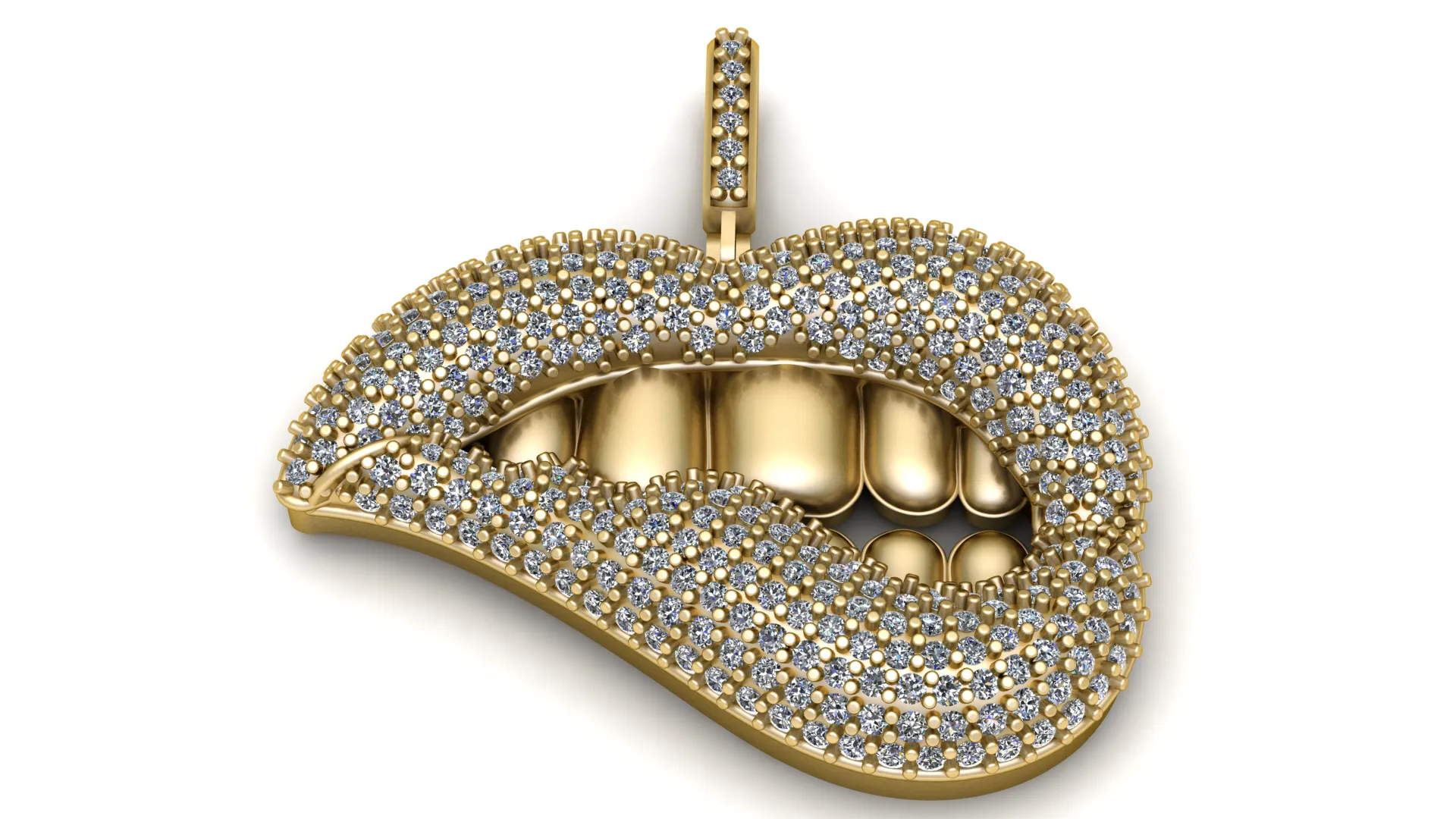 Luxury Diamond Grillz Mouth Pendant 3D Print Model .c4d .max .obj .3ds .fbx .stl .blend 