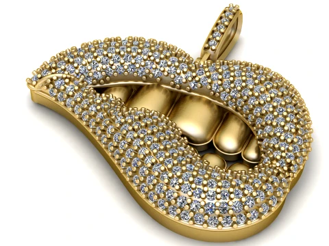 Luxury Diamond Grillz Mouth Pendant 3D Print Model