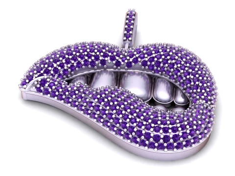 Luxury Diamond Grillz Mouth Pendant 3D Print Model